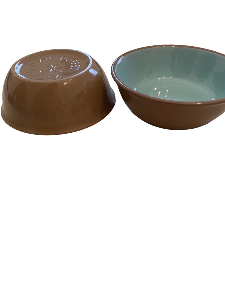 Set of 2 Taylor Smith Taylor Chateau Buffet Bowl Turquoise Brown