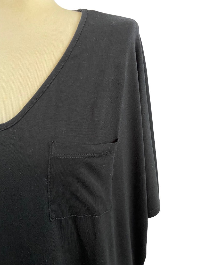 Medium Jodifl Women's Black V-Neck Oversize Tshirt Short Sleeve