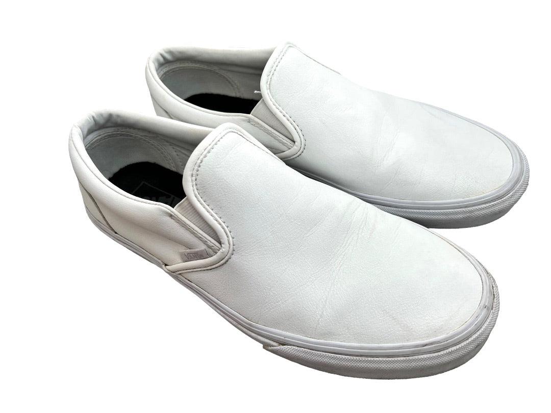 9.5 Vans Mens Classic True White Slip On Sneakers Skater Women's Size 11