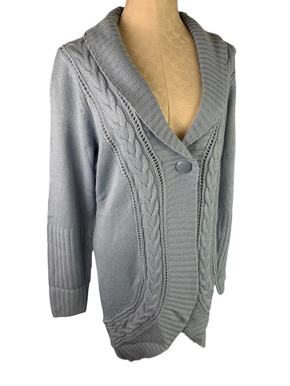 Medium Motto Women's Light Blue Long New Cardigan Sweater Single Button