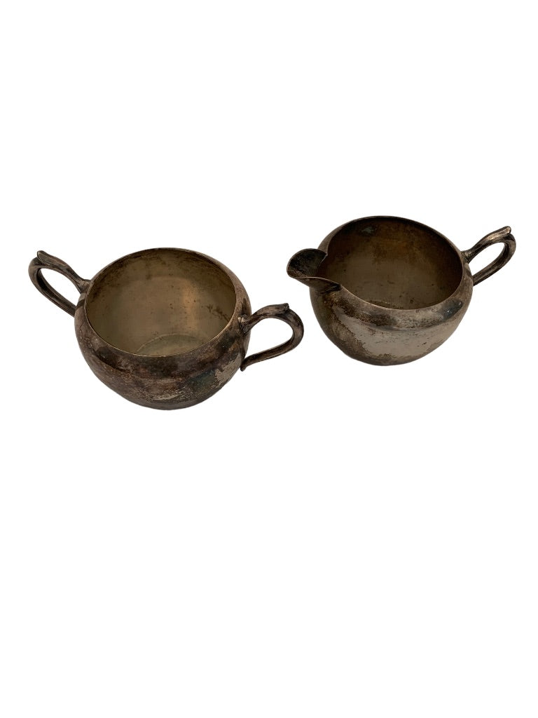 F.B. Rogers Silverplate on Copper Creamer and Sugar Vintage Set