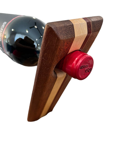 Handmade Wine Bottle Holder Wooden Balance Board Dark wood