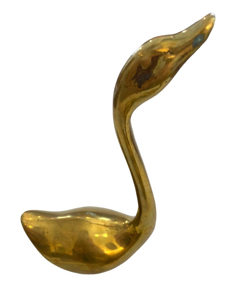 Vintage Brass Swan Statues Figures Set of Two