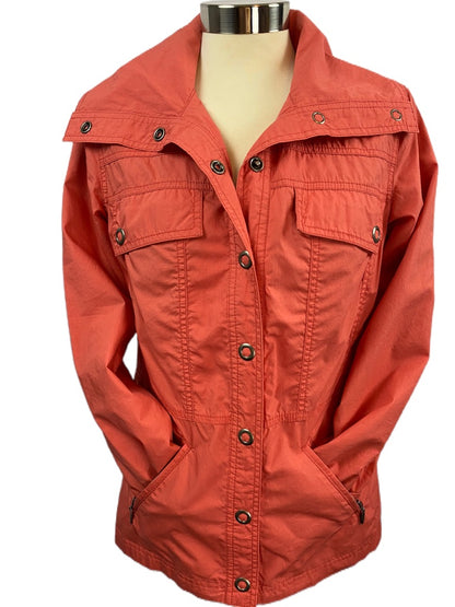 Small Chico's Women's Coral  Lined Jacket Drawstring Waist Lightweight