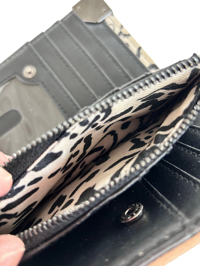 Jessica Simpson Taupe Faux Leather "Frankie Double Gusset Bi Fold" Wallet