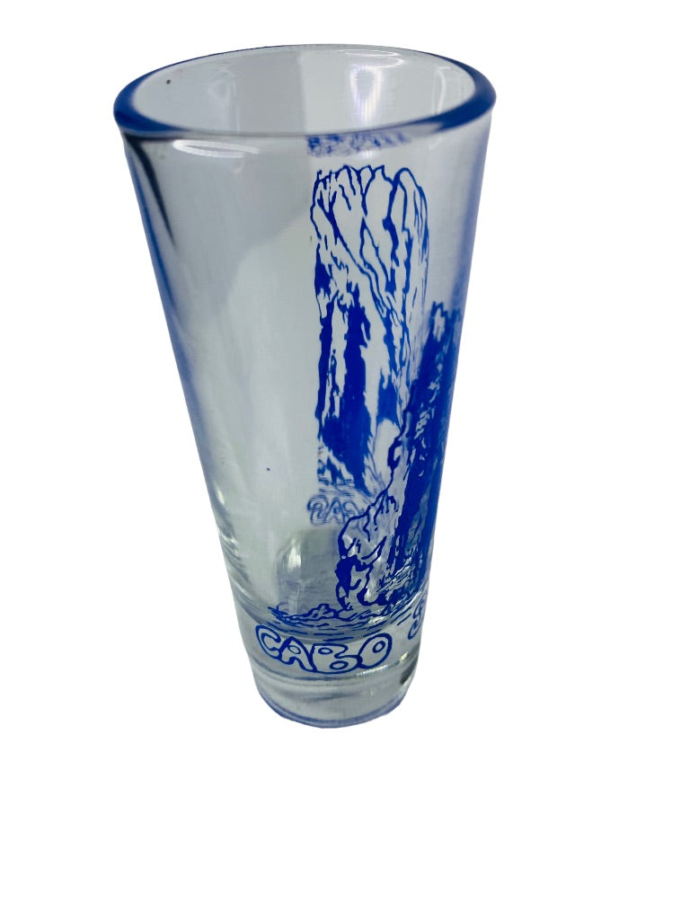 Cabo San Lucas Souvenir Shot Glass Blue Design Shooter Barware