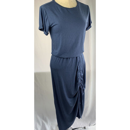 Small Buffalo by David Bitton Blue Jersey Knit Dress Short Sleeve Elastic Waist