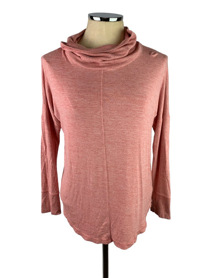 Small Rachel Zoe Red Pink Heathered Cowl Neck Jersey Knit Women's Pullover Top