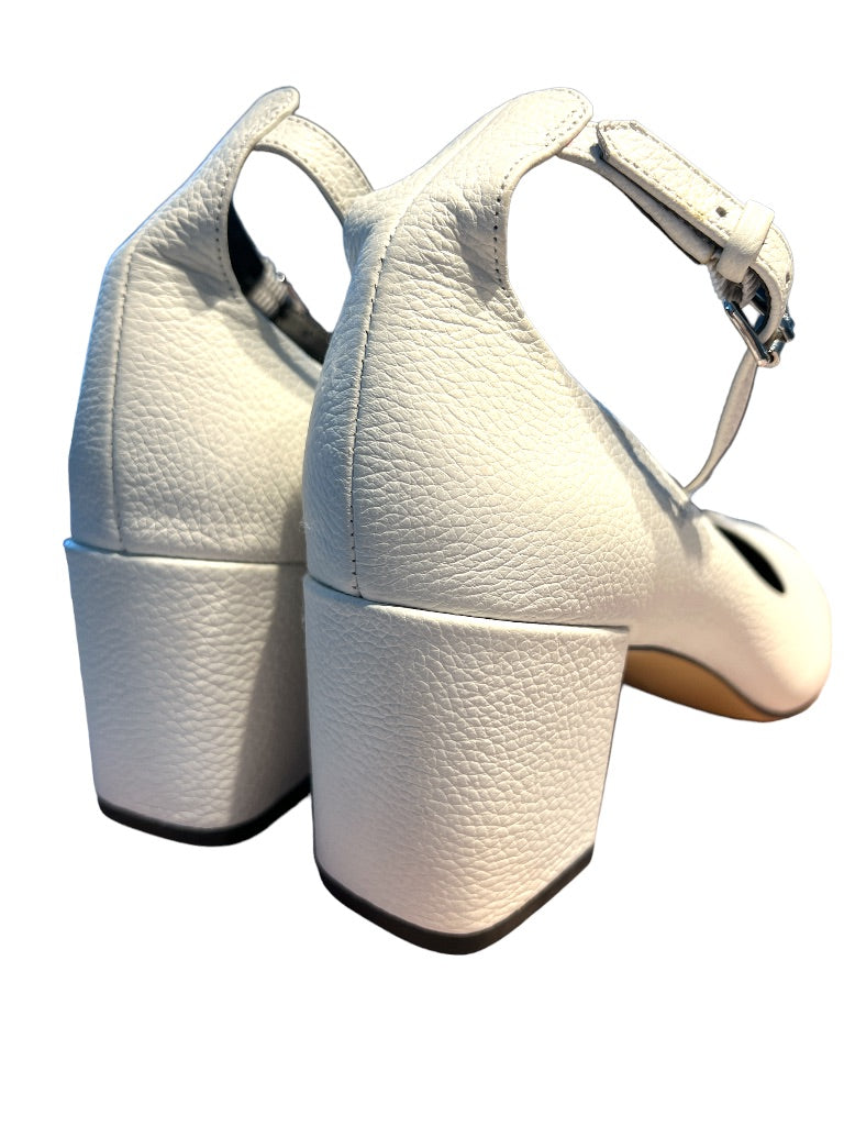 8 M Rebecca Minkoff White Ankle Strap Heels Chunky Heel Shoes