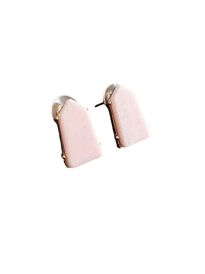 Pink Geometric Post Earrings Goldtone