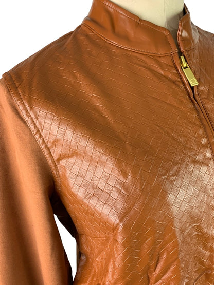 Small Liz Claiborne Full Zip Faux Leather Jacket Women's Mixed Fabric