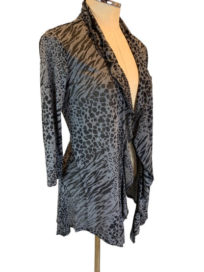 Small Fashion Bug Vintage Y2K Women's Gray Black Animal Print Lightweight Open Cardigan