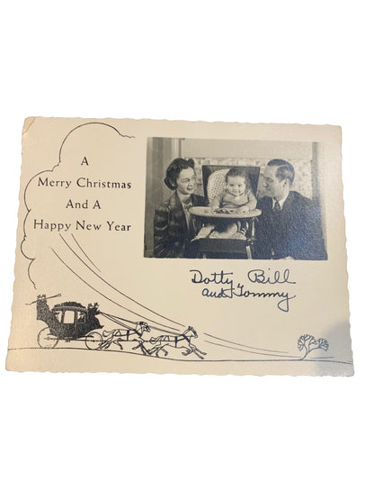 Vintage Holiday Photo Card 1944(?) Family Christmas "Dotty Bill and Tommy"