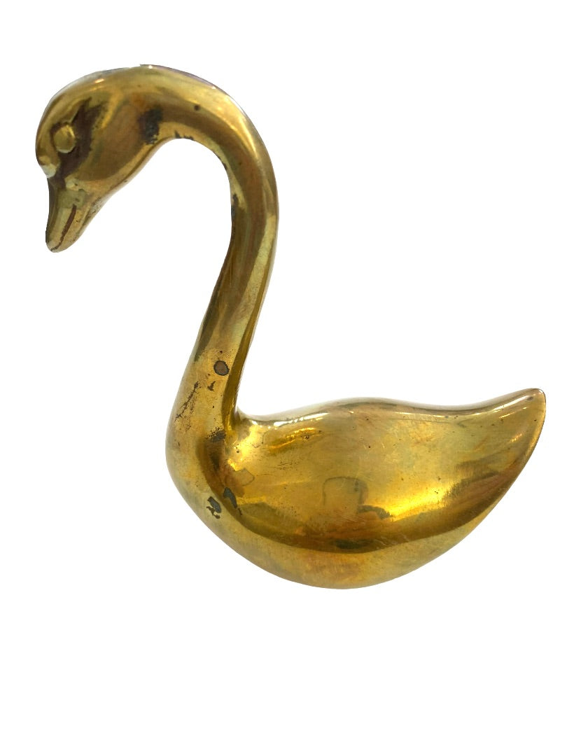 Vintage Brass Swan Statues Figures Set of Two