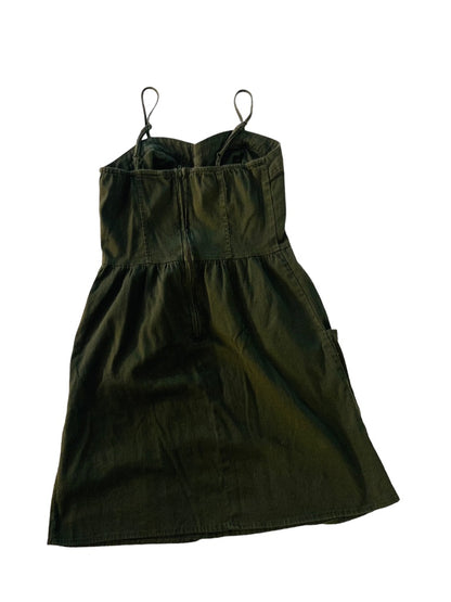 XS Mossimo Army Green A-Line Dress Spaghetti Strap Pockets Back Zip