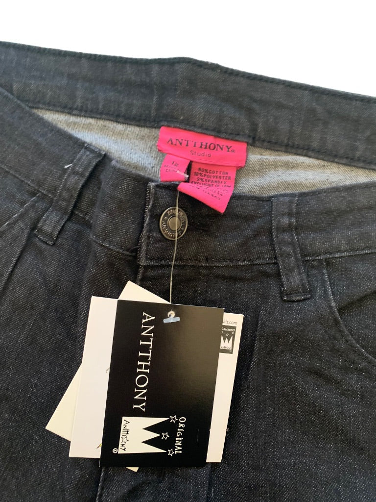 12 Antthony Original New Black Stretch Denim Jeans Embroidered Details