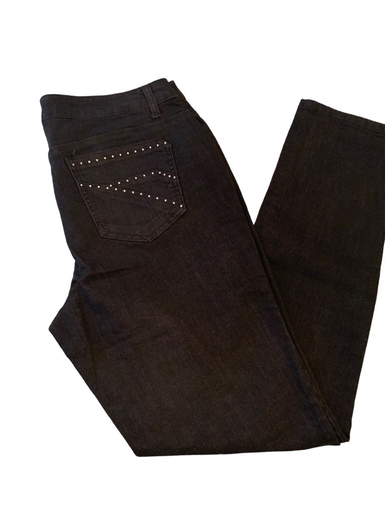 12 Glitterscape Black Embellished Pocket Jeans Skinny Straight New