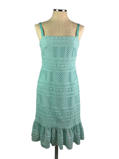 4 J.Crew Women's Mint Green Dress Geometric Lace Midi Dress Style#AP232