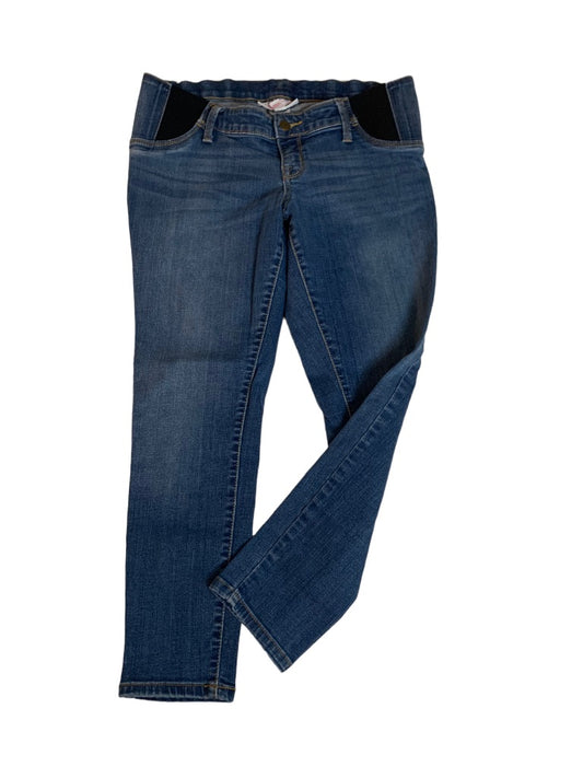 6 Isabel Maternity Skinny Crop Jeans Medium Wash Side Stretch Under Belly