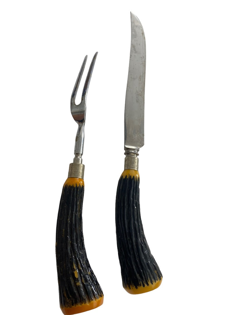 VTG 2 Pc Westall Richardson England Carving Knife Set Antler Bakelite Handles