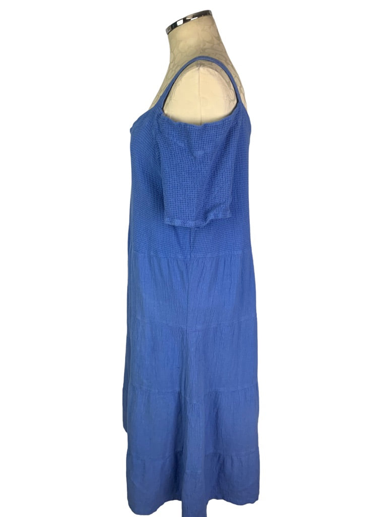 Large Dunes Women's Cornflower Blue Cover Up Dress Cold Shoulder Sundress Relaxed Fit