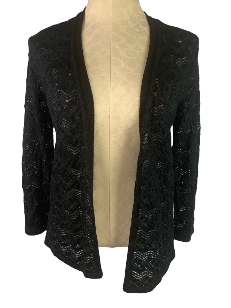 XS JM Collection Women's Black Loose Knit Open Cardigan New