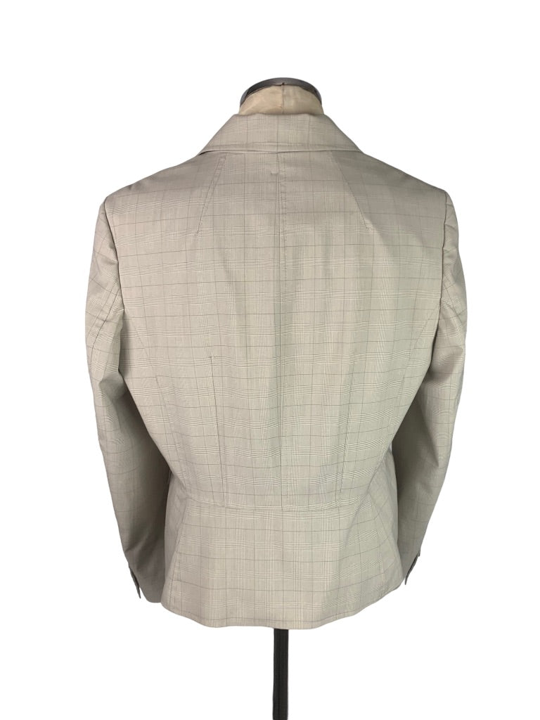 14 Jones New York Women's Subtle Plaid Tan Blazer Stretch Easy Care