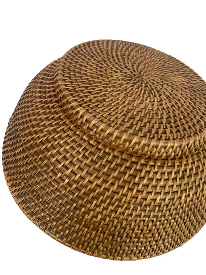 Woven Basket 13.5" Diameter Centerpiece Storage Pedestal 5"h