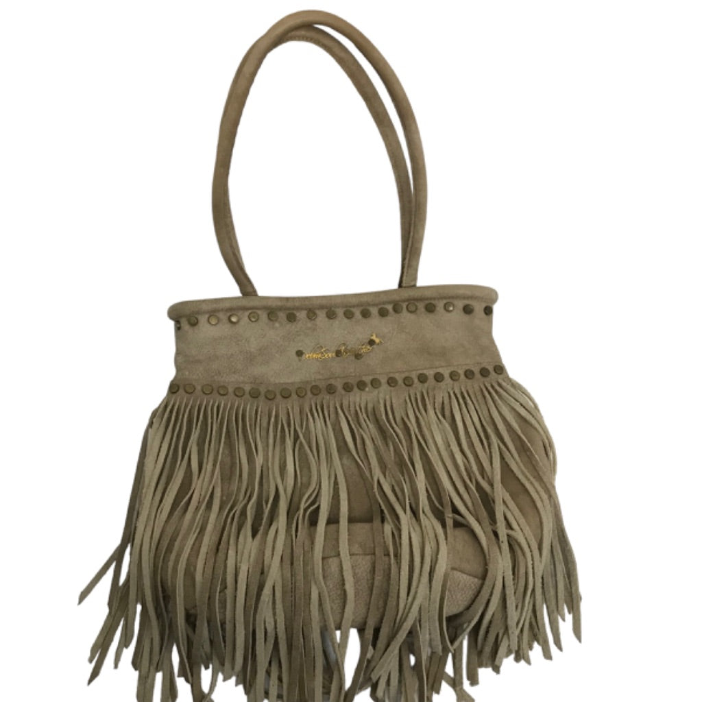 Debra Soul in Leather Fringed Light Brown Riveted Shoulder Bag