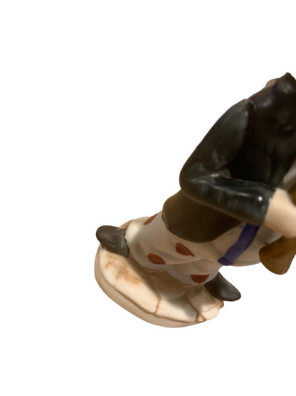 Vintage 1970s Porcelain Hobo Clown Figurine Trumpet Playing Figurine 6"