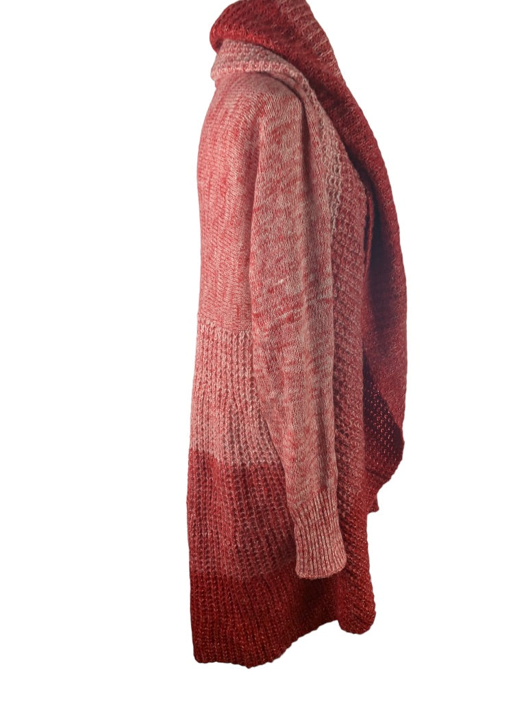 One Size Arrata Women's Red Shawl Collar Cardigan Knit Oversize Sweater