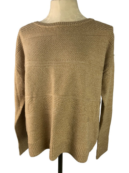 Medium Lord & Taylor Brown Silver Threading Women's Lightweight Sweater