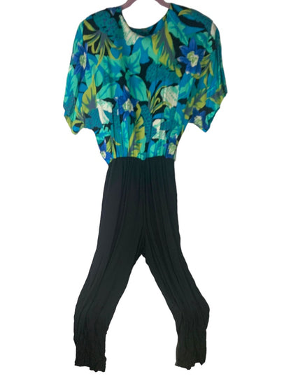8 Studio L.A. Vintage 80s Jumpsuit Crepe Leg Floral Print Bodice