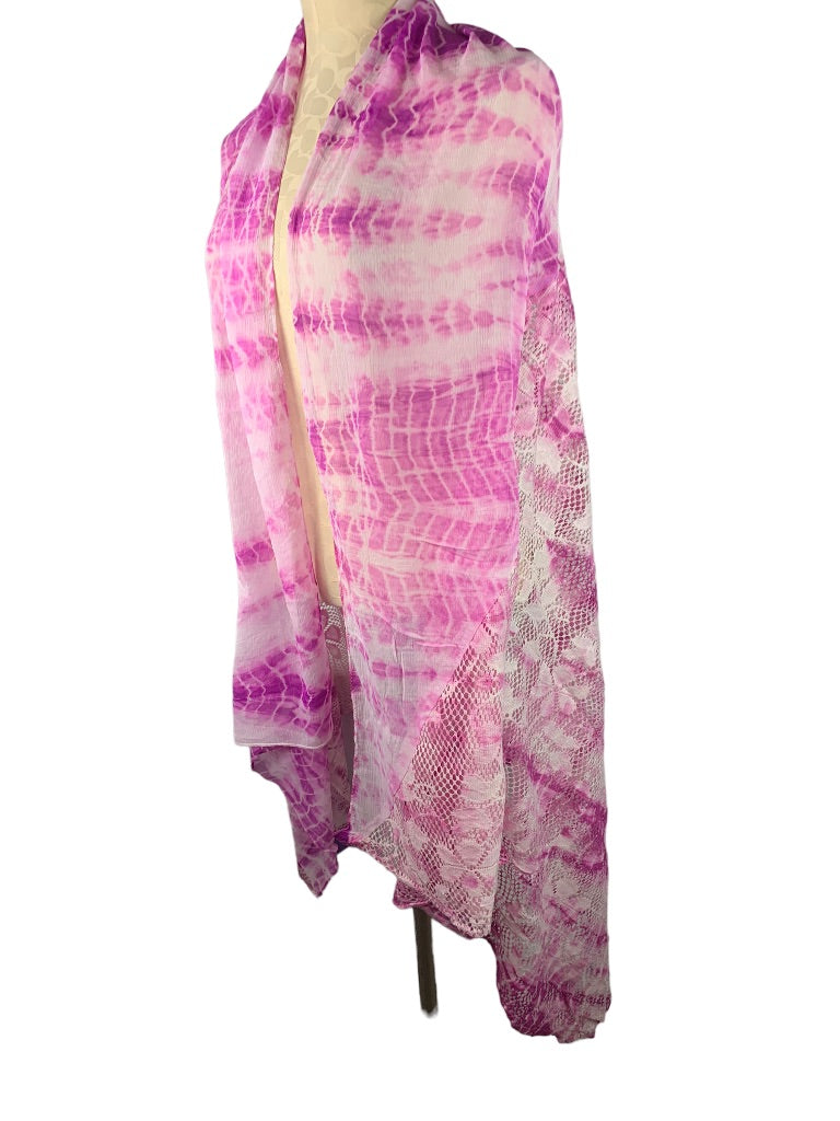 One Size Curations Shawl Lace and Tie Dye Purple Pink New