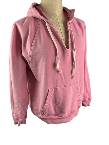 Medium J.Crew Women's Pink Pullover Hoodie Terry V-Neck Style#AJ640