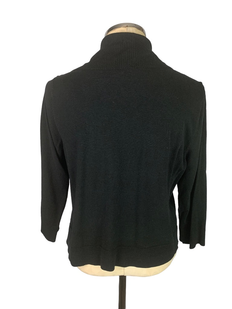 Large Calvin Klein Women's Black Open Waist Length Silk Blend Cardigan Sweater