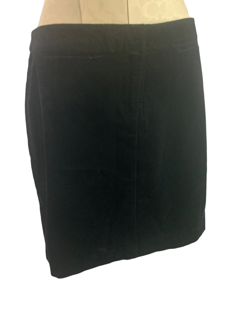 8 J.Jill Black Velvet New Straight Pencil  Skirt Front Zip. 19" Length