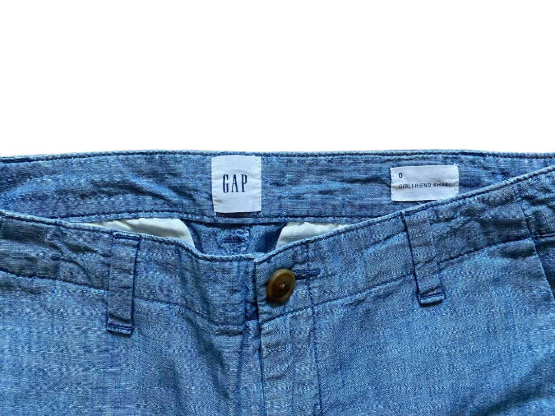 0 GAP Girlfriend Khaki Chambray Cotton Pants Light Blue