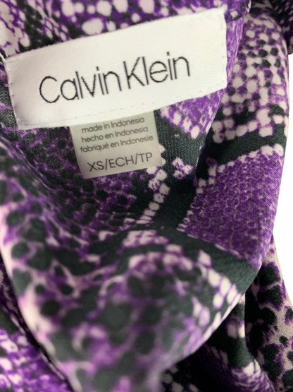 XS Calvin Klein Women's Sleeveless Pullover Blouse Purple Reptile Print