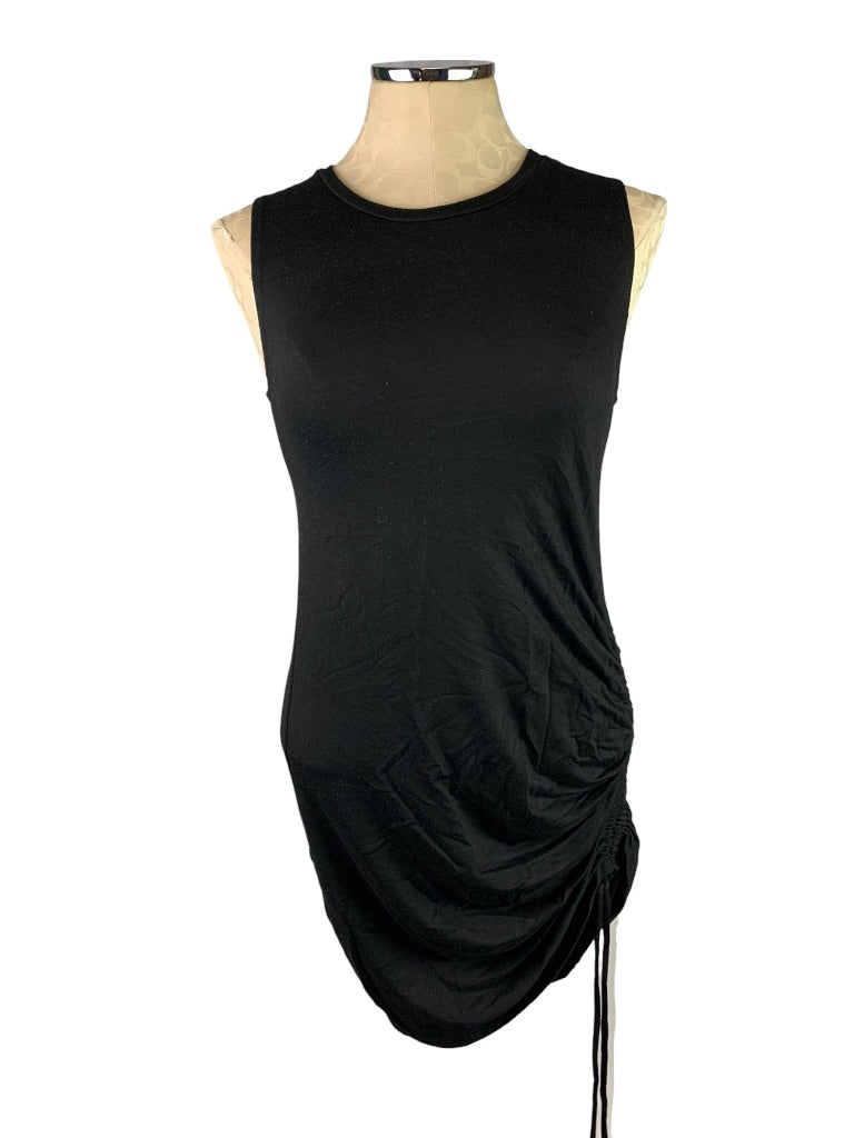 Medium Antistar Black Soft Jersey Knit Dress Sleevelsss Rouched Tie Side