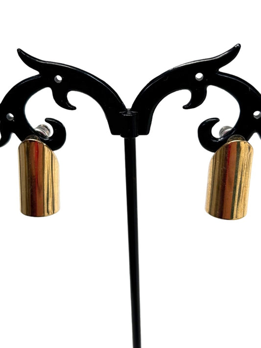 Vintage Goldtone Tube Shaped Post Earrings 1980s 3/4"