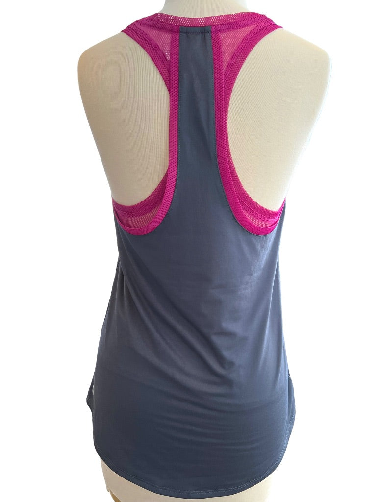 Fabletics Gray With Magenta Mesh Workout Tank Size XS