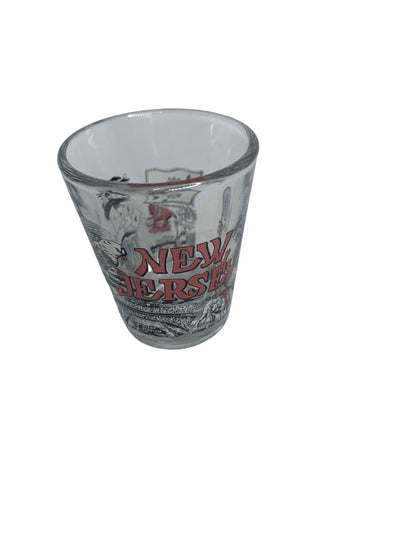 New Jersey State Landmarks Clear Shot Glass Red Black 1.5 oz