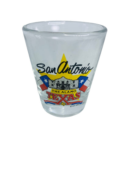 San Antonio Texas Souvenir Shot Glass Clear with Logo The Alamo Barware