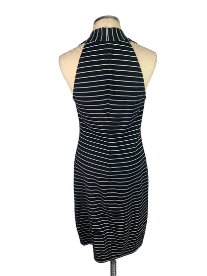 Medium Max Studio Black White Striped Sleeveless Sheath Dress Ribbed Knit