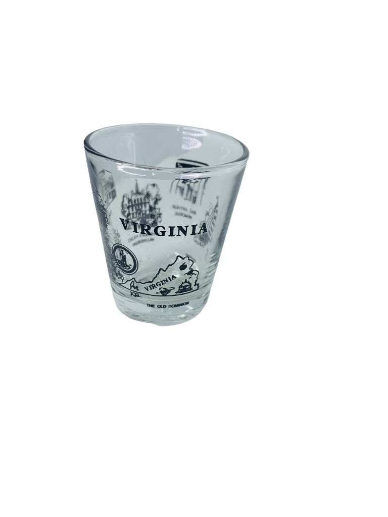 Virginia State Landmarks Shot Glass Souvenir Barware 2.5"h x 2" Top Diameter