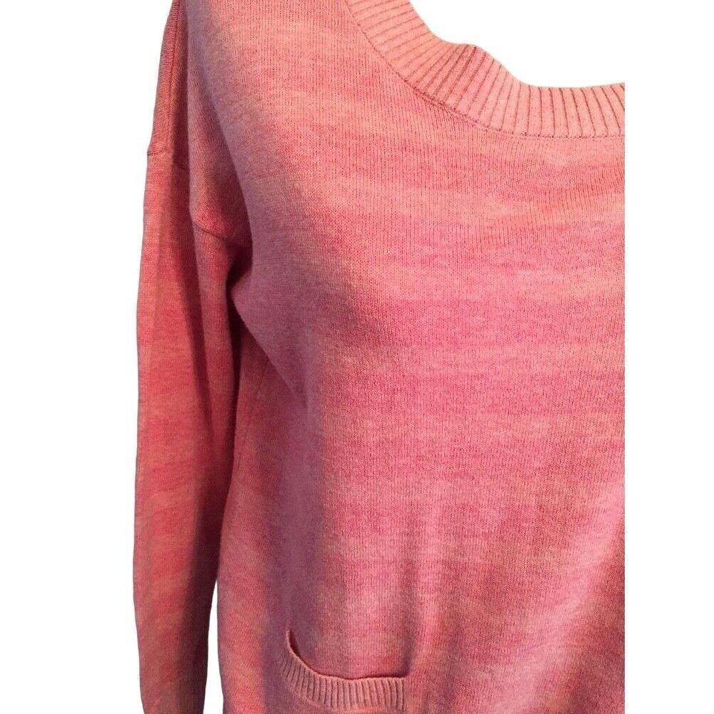 XS Banana Republic Pink Women's Crewneck Pocket Front Sweater Light Pink Stripe