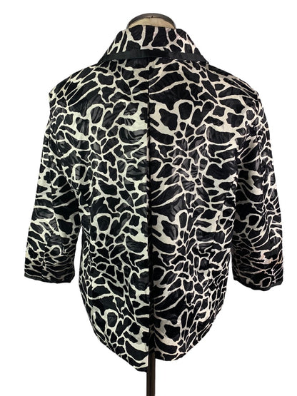 Large Chico's (Size 2) Women's Black White Animal Print Jacket Sheen