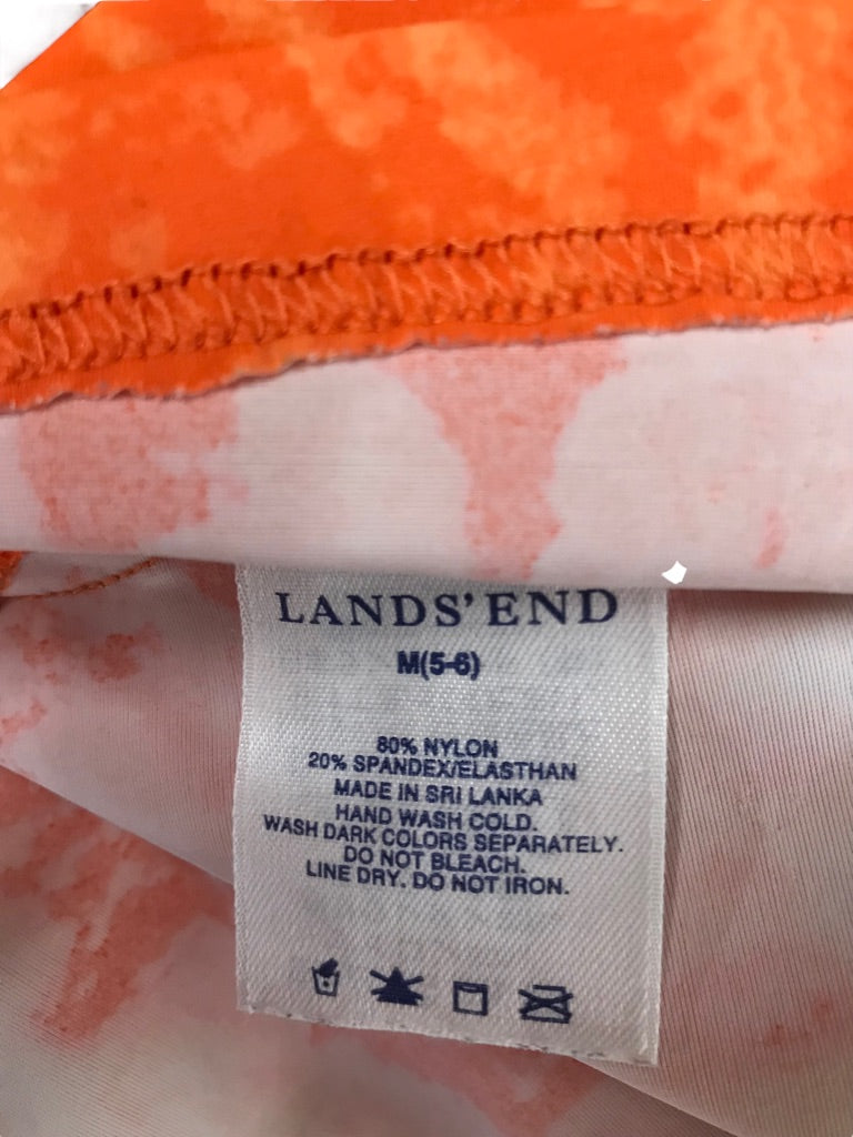 Medium (5/6) Lands' End Girls Orange White Tie Dye Athletic Dress