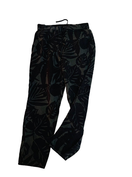 Small Gap Gray Tropical Print Women's Pull On Elastic Drawstring Waist Pants